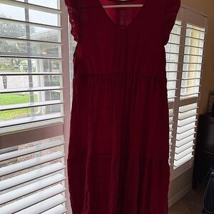 Burgundy Sleeveless Midi Dress